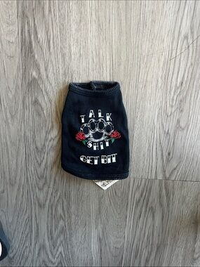 Graphic Black Pet Tank Top - 'Talk Shit Get Bit'